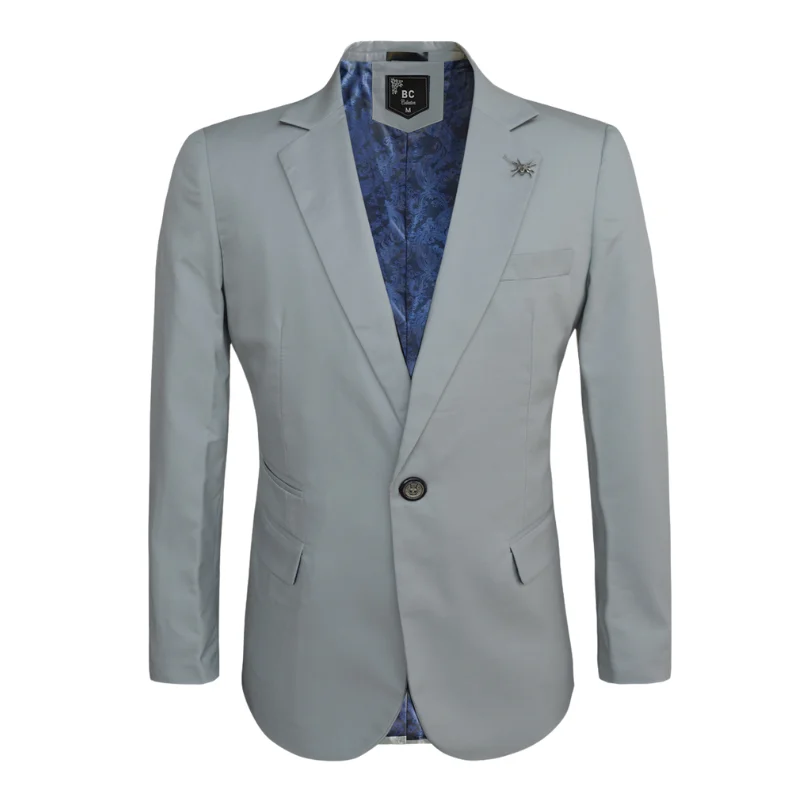 Single - Breasted Women's Linen Blend Blazers in Earth Tones for Casual WearMen's Cotton-Stretch Blazer Light Grey 517