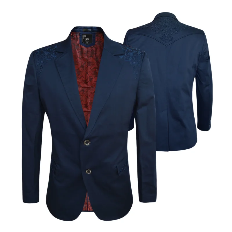 Plus Size Women's Double - Breasted Wool Blazers for Winter Office WearMen's Cotton-Stretch Blazer Navy Western 513