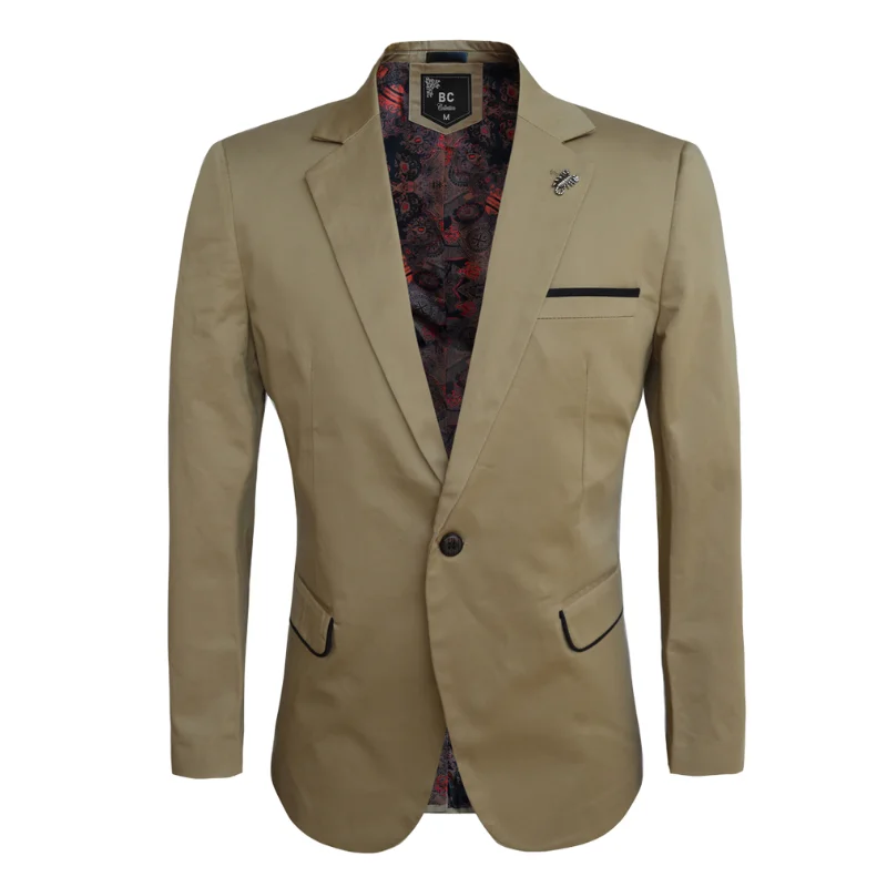 Plus Size Women's Military - Inspired Blazers with Gold Accents for a Bold LookMen's Cotton-Stretch Blazer Safari 512