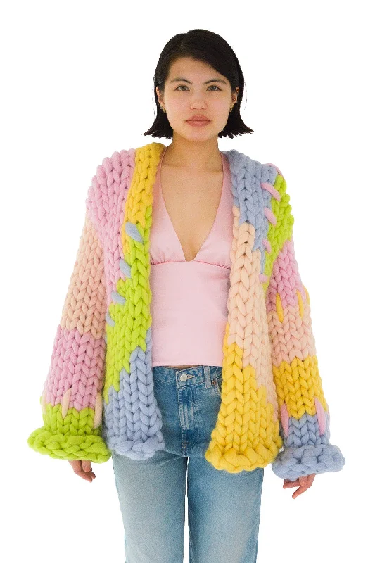 v neck women cardigan to elongate the necklineMidi Pastel Colossal Knit Cardigan