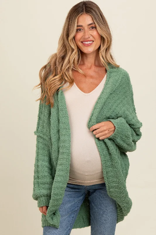 v neck women cardigan to elongate the necklineOlive Chunky Knit Dolman Maternity Cardigan