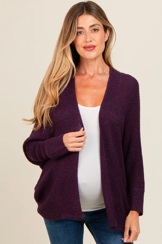 lightweight women cardigan for spring and fallPlum Knit Open Front Maternity Cardigan