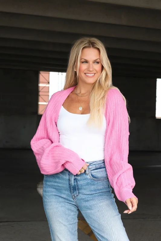 oversized women cardigan for a trendy and cozy lookRyder Bolero Cardigan - Rose Pink