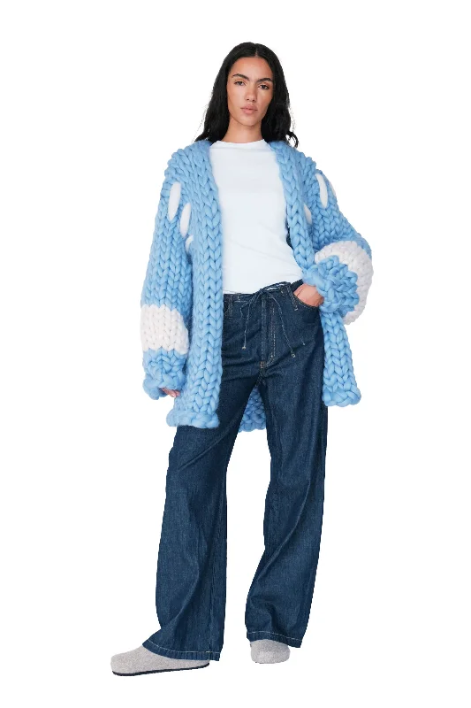 machine washable women cardigan for easy careSky Blue Colossal Knit Cardigan