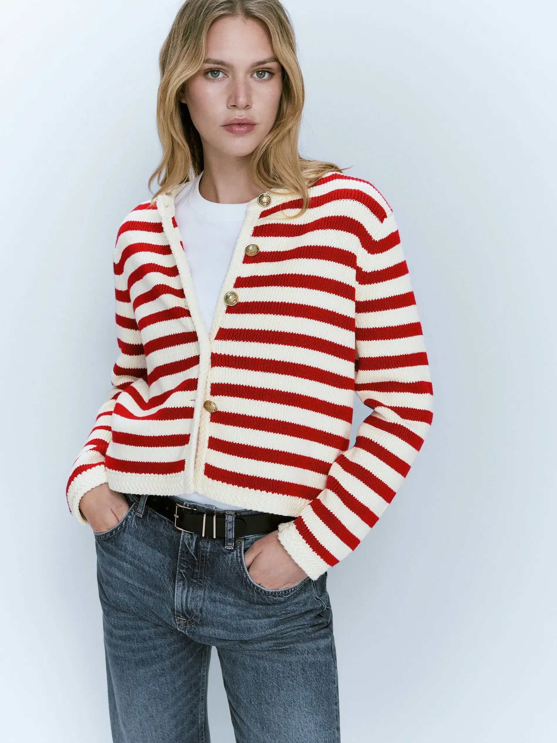 oversized women cardigan for a trendy and cozy lookSlim-fit commuter classic striped new stylish elegant chic Cardigans