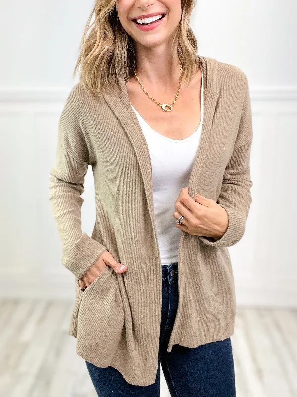 lightweight women cardigan for spring and fallSoft Cashmere Rib Duster Cardigan with a Hood