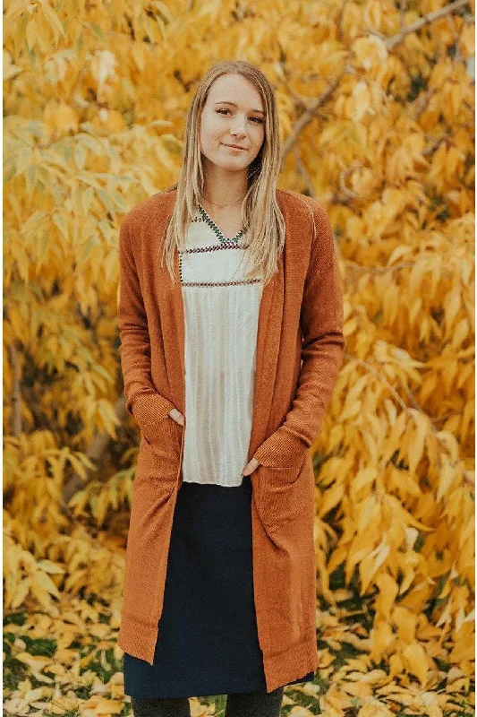 Plus Size Women's Military - Inspired Blazers with Gold Accents for a Bold LookSoft Knit Cardigan High Gage - Caramel