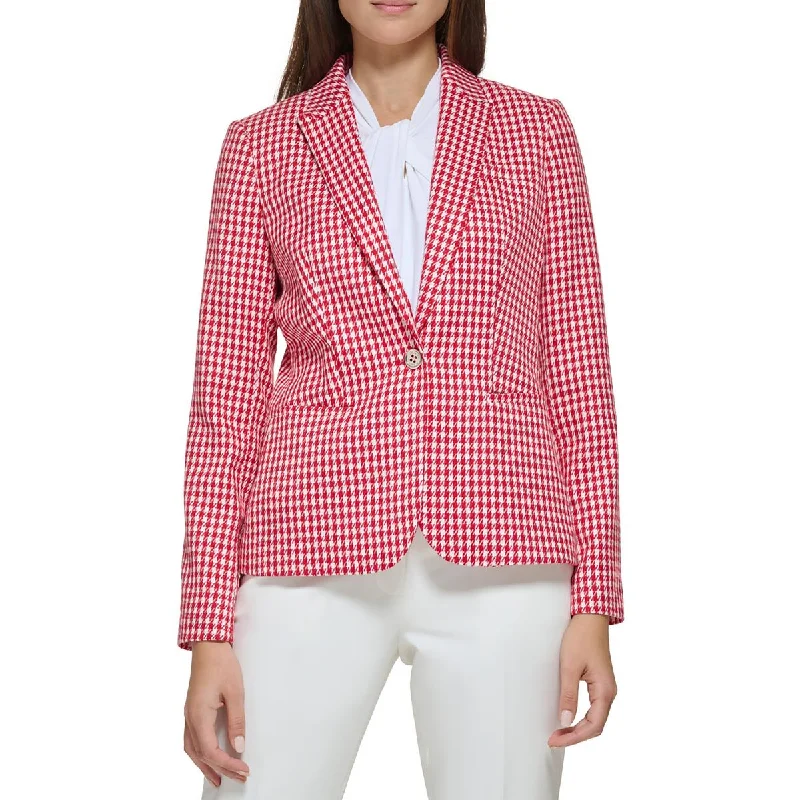 Plus Size Women's Double - Breasted Wool Blazers for Winter Office WearTommy Hilfiger Womens Houndstooth Trendy One-Button Blazer