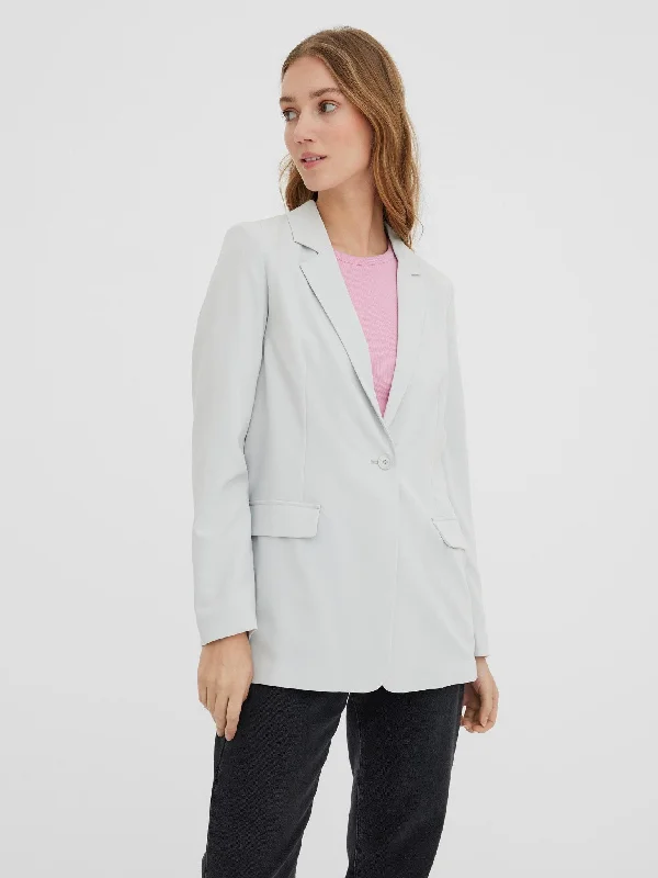 Single - Breasted Women's Tweed Blazers with Gold Buttons for a Classic LookZelda Blazer - Glacier Grey