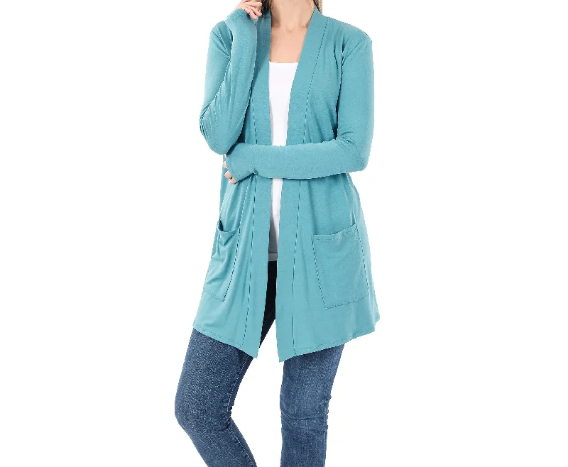 boyfriend style women cardigan for a relaxed fitZenana Slouchy Pocket Open Cardigan