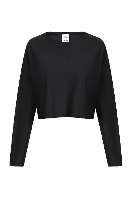 Pocketed Women T Shirt for Added FunctionalityLaney Cropped Crew Neck With Open Back