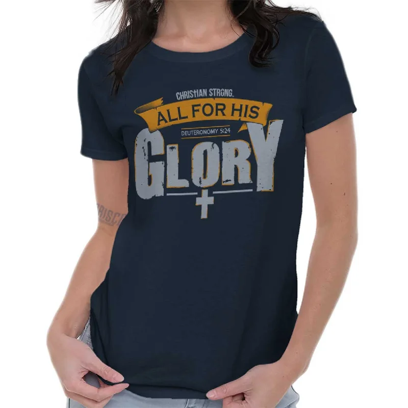 Sequined Women T Shirt for a Sparkly Night OutAll for His Glory Ladies T Shirt