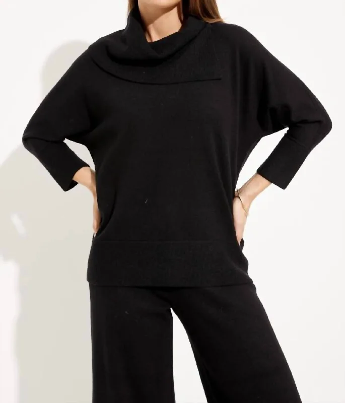 Women's Off - Shoulder Chunky Knit Sweater Dresses in Earth TonesAsymmetrical Sweater In Black