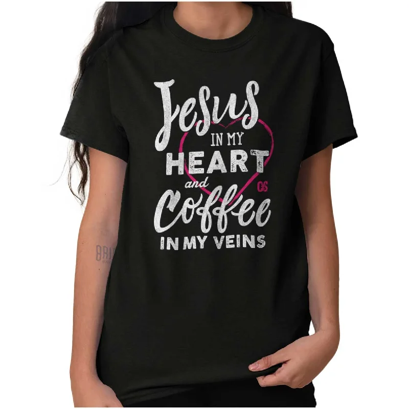 Crop Top Women T Shirt to Pair with High - Waisted BottomsCoffee Veins T Shirt