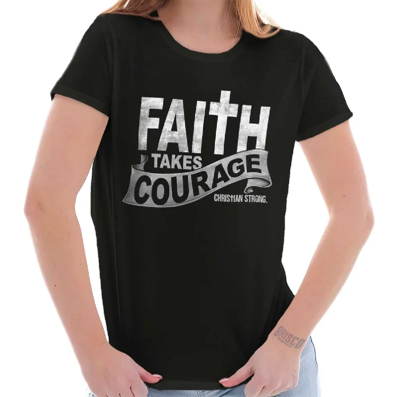 Tie - Dye Women T Shirt with a Bohemian VibeFaith Takes Courage Ladies T Shirt