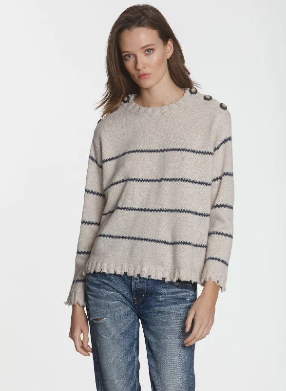 Mock Neck Women's Alpaca Wool Sweaters in Earth TonesMaggie Button Crew - Oatmeal