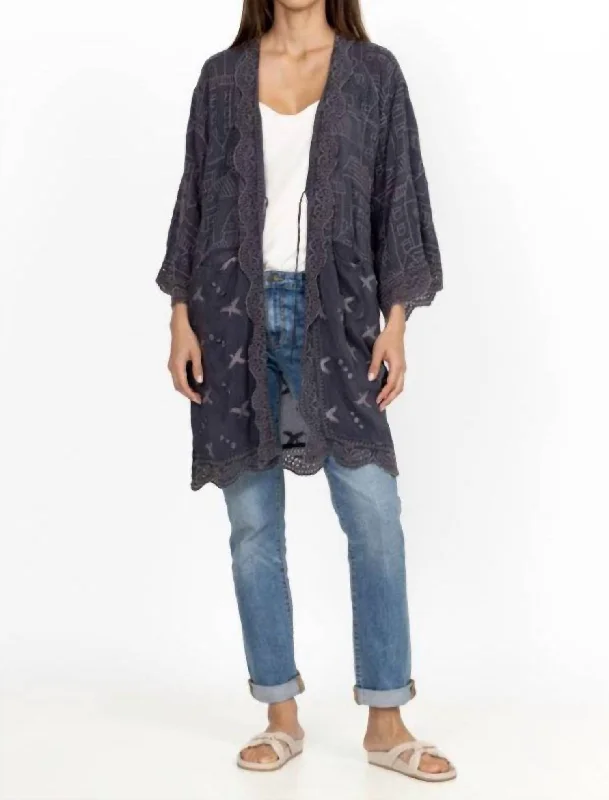 Longline Women's Mohair Sweater Dresses in a Loose FitHouse Ecaterina Kimono In Graphite