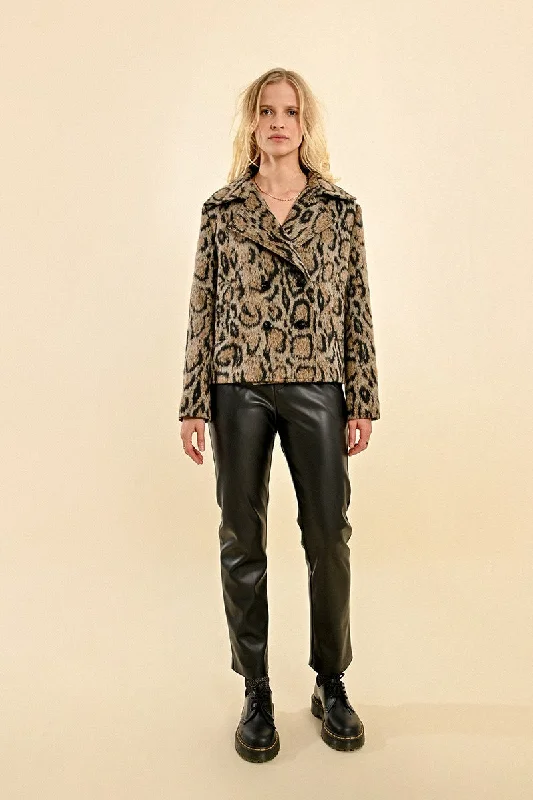 Split - Hem Women's Linen Blend Sweaters for SpringMolly Bracken Animal Print Jacket