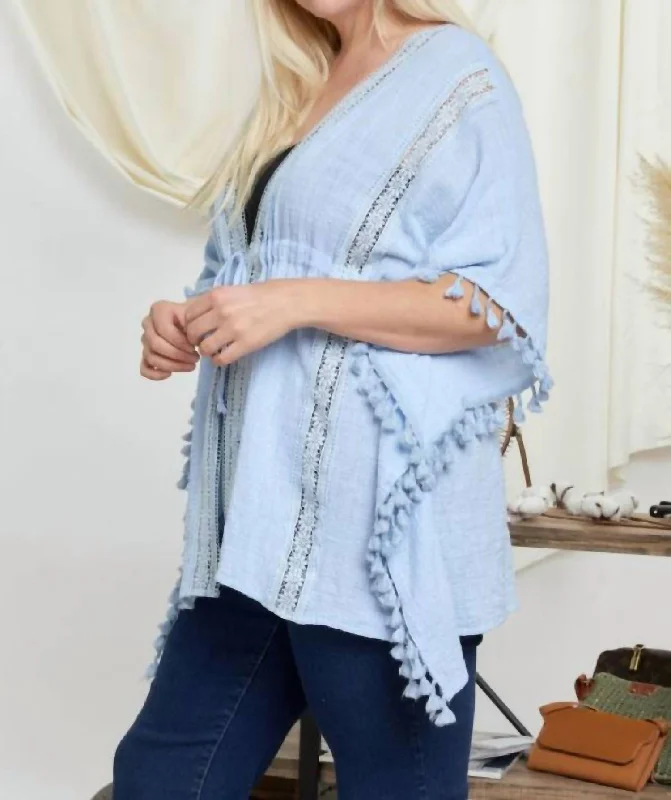 Mini - Length Women's Chunky Knit Sweater Dresses in Bold HuesPlus Sheer Kimono In Light Blue