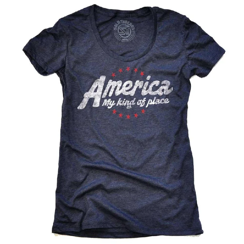 Puff Sleeve Women T Shirt for a Fashion - Forward LookWomen's America My Kind Of Place T-shirt