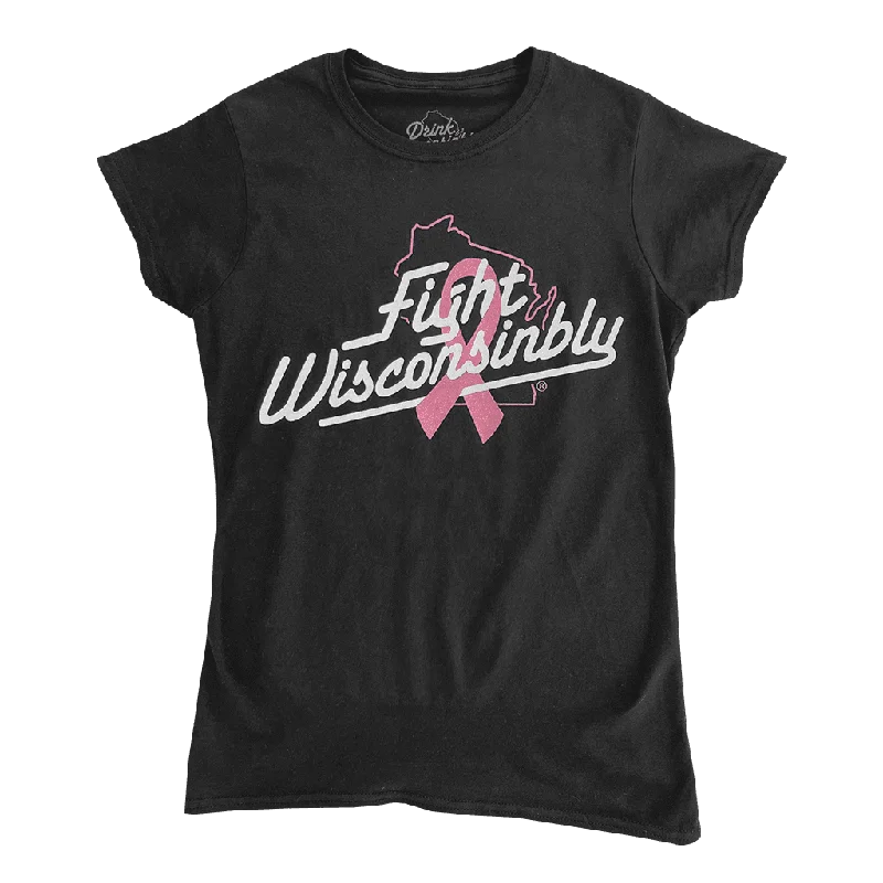 V - Neck Women T Shirt to Enhance the NecklineWomen's Black Fight Wisconsinbly T-Shirt