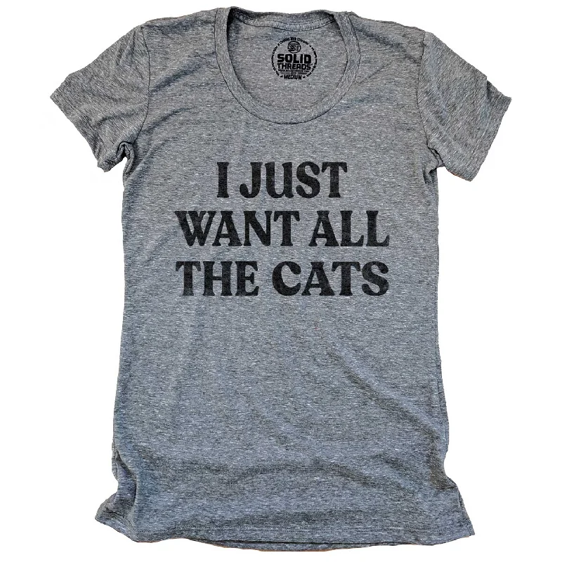 Embroidered Women T Shirt with Intricate DetailsWomen's I Just Want All The Cats T-shirt