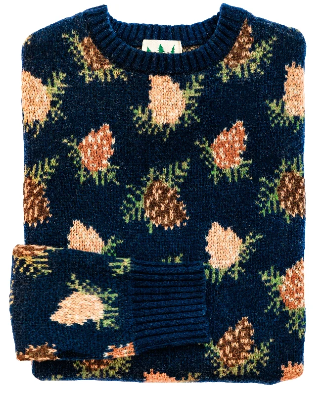 Bell - Sleeve Women's Mohair - Wool Blend SweatersWoodland Pine Sweater- Navy