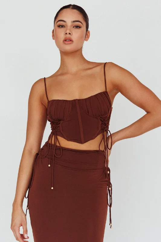 Sheath Women Dress with a Tailored Fit for a Professional LookGraziella Corset Crop Top Chocolate