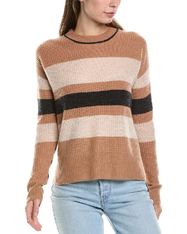 Sleeveless Women's Silk Blend Sweater Dresses for a Sophisticated LookInCashmere Variegated Stripe Cashmere Sweater