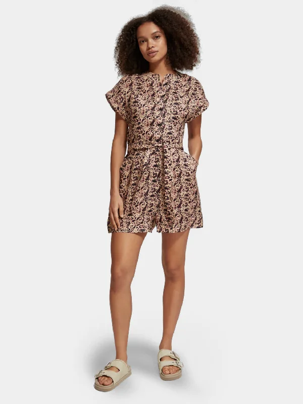 Plus Size Women Dress with a Flattering A - Line Cut for Comfort and StyleLinen printed playsuit