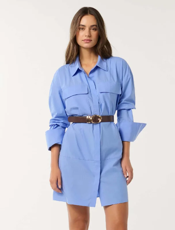 Off - the - Shoulder Women Dress for a Romantic and Feminine LookRayne Front Pocket Cotton Shirt Dress