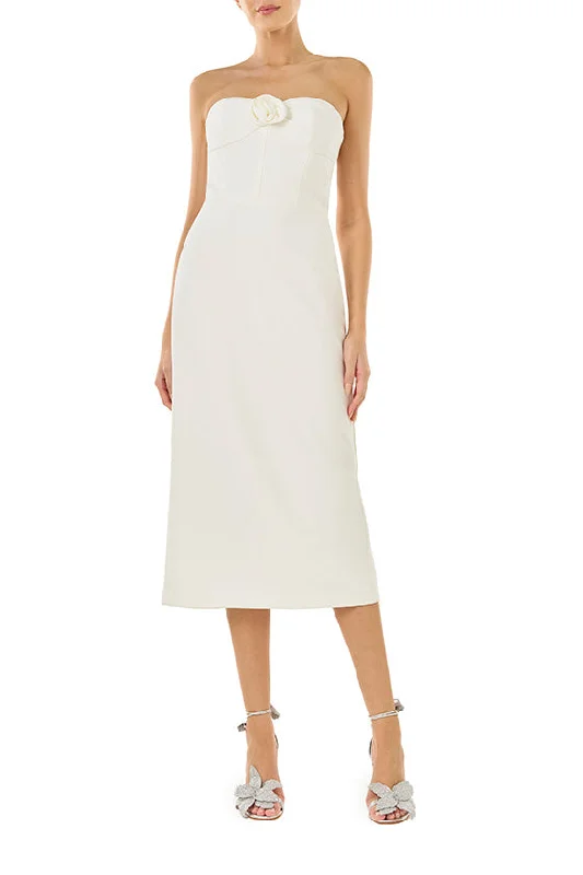 Mini Women Dress with a Short Hem for a Young and Trendy StyleRosette Crepe Midi Dress