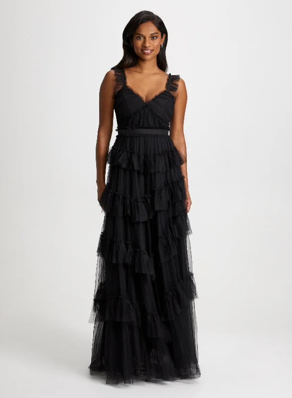 Plus Size Women Dress with a Flattering A - Line Cut for Comfort and StyleRuffled Tulle Gown