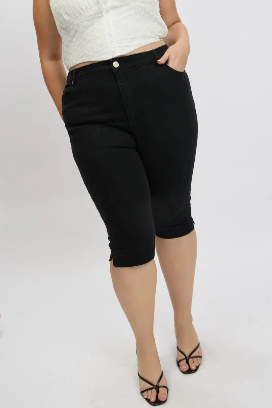 Black Capri Jeans Mid Rise