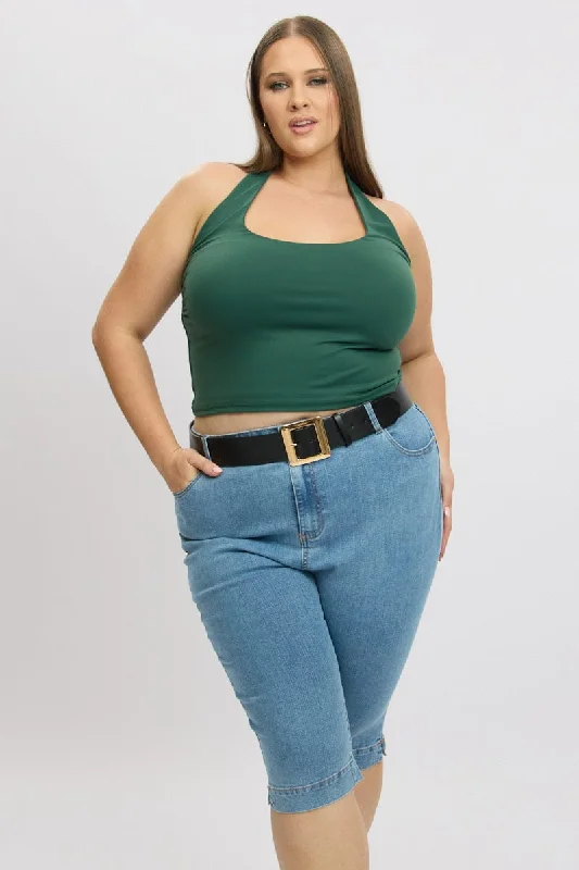 Denim Capri Jeans Mid Rise