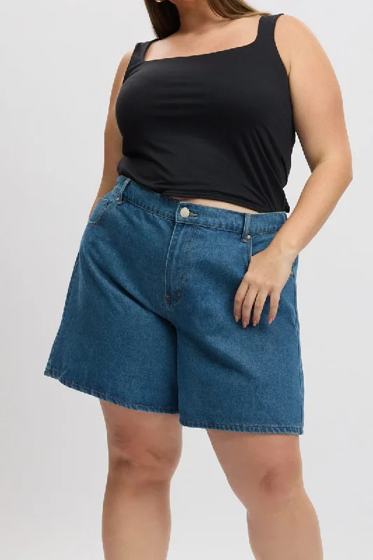 Denim Relaxed Shorts High Rise