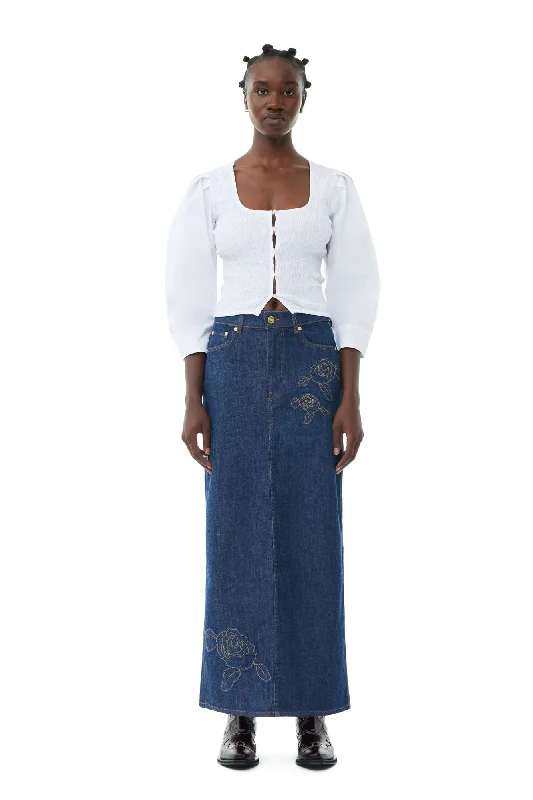 Ganni - Rinse Stitch Denim Maxi Skirt