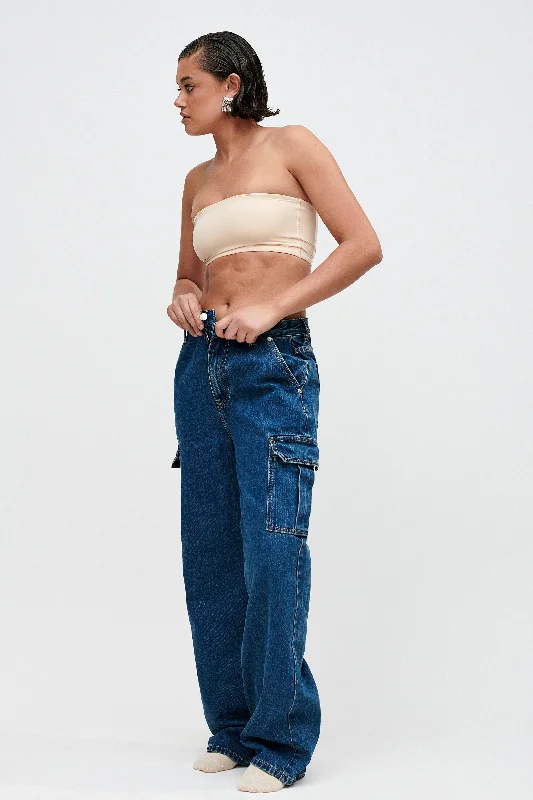 Jagger Mid Rise Oversized Denim Jean - Dark Blue