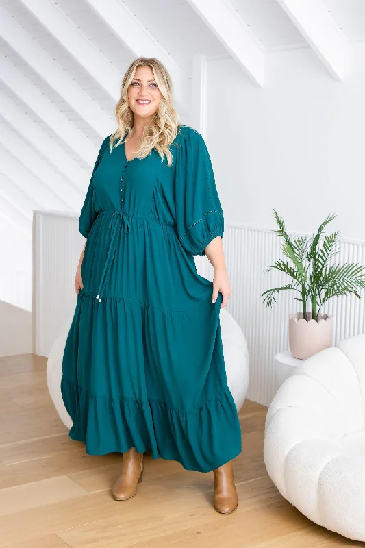 Empire Waist Women Dress to Accentuate the Bust and Conceal the WaistAddison Dress in Forest Green