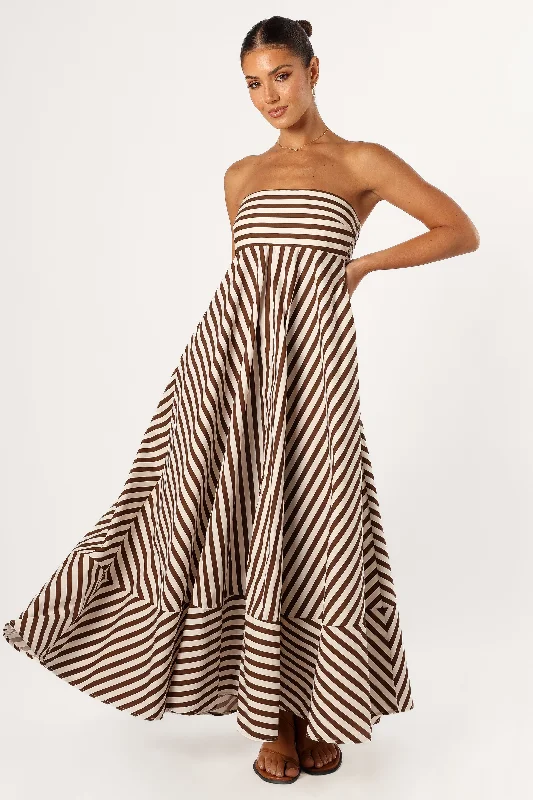 Backless Women Dress for a Sexy and Alluring Look at Evening EventsBowie Strapless Maxi Dress - Chocolate