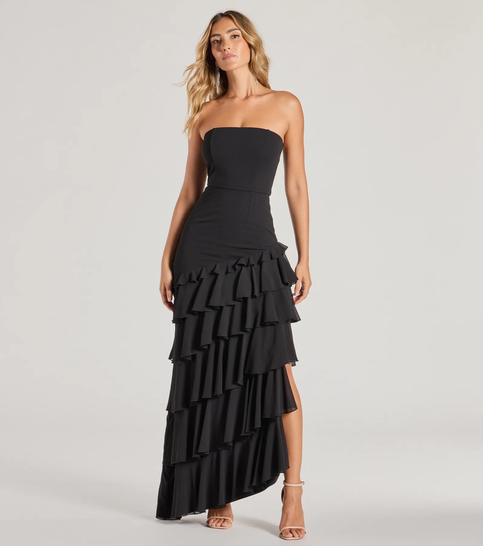 Little Black Women Dress with Sequins for a Glamorous Night OutShianne Strapless Chiffon Ruffled A-Line Formal Dress