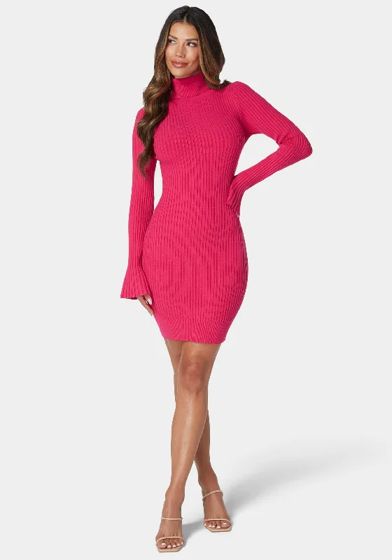 Backless Women Dress for a Sexy and Alluring Look at Evening EventsAutumn Bell Sleeve Sweater Dress