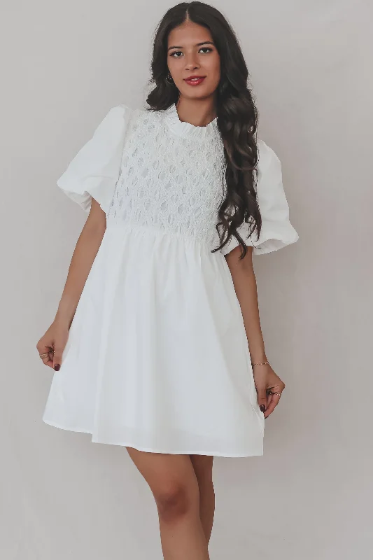 Halter Neck Women Dress to Show Off the Shoulders and NecklineYes Please White Smocked Mini Dress