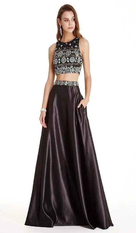 Long - Sleeve Women Dress in Velvet for a Luxurious Winter LookAspeed Design - Two Piece Bedazzled A-line Prom Dress