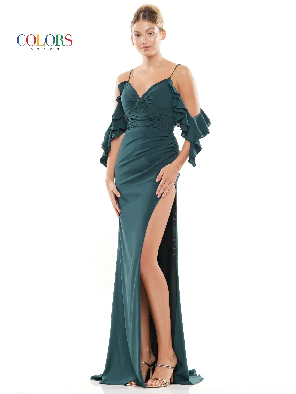 Long - Sleeve Women Dress in Velvet for a Luxurious Winter LookColors 3100 Long Off Shoulder Fitted Chiffon Prom Dress