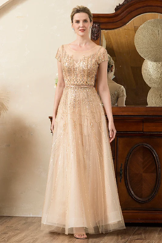 Strapless Women Dress with a Built - in Bra for Comfort and SupportGolden Beaded Mother of Bride Dress