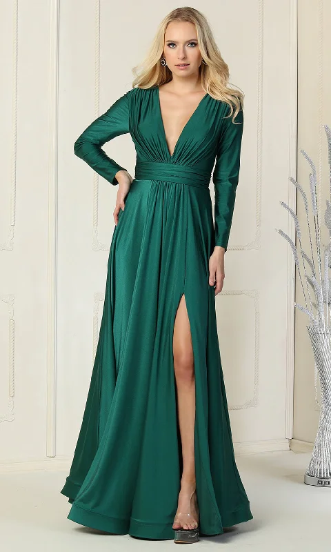 Wrap - Style Women Dress with Adjustable Fit for All Body TypesHunter Green 4 Cinderella Divine OC008 Long Sleeve Long Formal Dress Sale