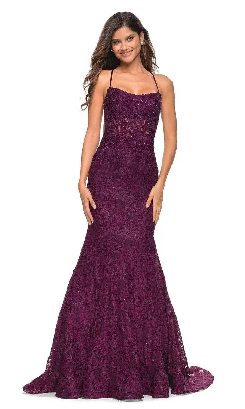 Lace - Embellished Women Dress for an Elegant and Sophisticated AppearanceLa Femme - 30467 Sleeveless Embroidered Long Dress