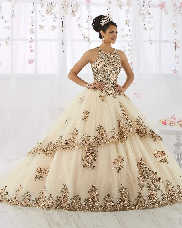 Ball Gown Women Dress with a Full Skirt for a Princess - like LookQuinceanera Collection - 26912 Beaded Lace Embellished  Tulle Ballgown