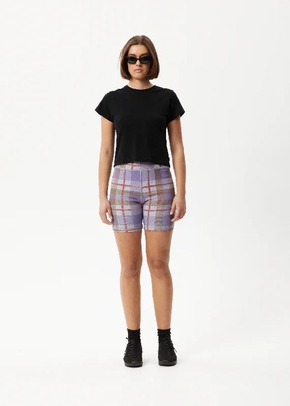 Bermuda Women Shorts for a Classic and Sophisticated LookAFENDS Womens Colby - Check Ribbed Bike Shorts - Plum